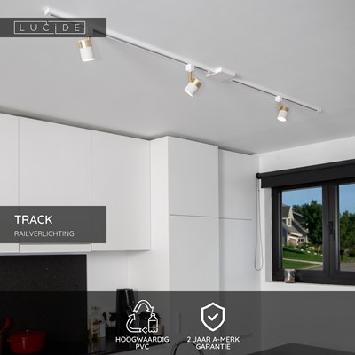 Lucide TRACK Startvoeding - 1-fase Railsysteem / Railverlichting - Enkel/Dubbel -Wit (Uitbreiding)